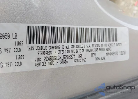 2018 Dodge Grand Caravan Gt from USA, damaged, VIN 2C4RDGEGXJR285274